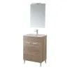 Mobile bagno a terra 60 cm rovere tropea con 2 ante lavabo e specchio  Martha