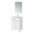 Mobile bagno a terra 60 cm bianco lucido con 2 ante lavabo e specchio  Martha