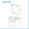 Mobile bagno sospeso 55 cm grigio effetto legno con armadietto a specchio Sofia