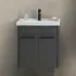 Mobile bagno sospeso 55 cm grigio effetto legno con armadietto a specchio Sofia