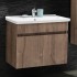 Mobile bagno sospeso 80 cm rovere scuro con specchio contenitore  Mona