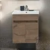 Mobile bagno sospeso 55 cm rovere scuro con specchio contenitore  Mona