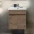 Mobile bagno sospeso 55 cm rovere scuro con specchio contenitore  Mona