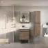 Mobile bagno sospeso 55 cm rovere scuro con specchio contenitore  Mona