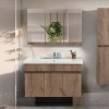 Mobile bagno sospeso 100 cm rovere scuro con specchio contenitore  Mona