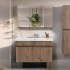 Mobile bagno sospeso 100 cm rovere scuro con specchio contenitore  Mona