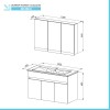 Mobile bagno sospeso 100 cm rovere scuro con specchio contenitore  Mona