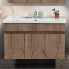 Mobile bagno sospeso 100 cm rovere scuro con specchio contenitore  Mona