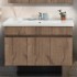 Mobile bagno sospeso 100 cm rovere scuro con specchio contenitore  Mona