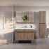 Mobile bagno sospeso 100 cm rovere scuro con specchio contenitore  Mona