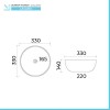 Lavabo da appoggio tondo 33 cm bianco lucido in ceramica  Zelos