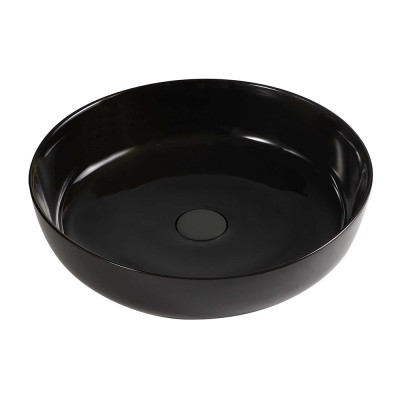 Lavabo da appoggio tondo 38,5 cm nero lucido in ceramica  Zelos