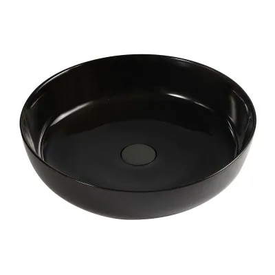 Lavabo da appoggio tondo 38,5 cm nero lucido in ceramica  Zelos