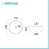 Lavabo da appoggio grigio cemento tondo 33 cm in ceramica  Zelos