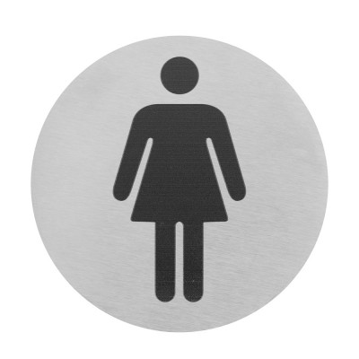 Targhetta wc donne in alluminio spazzolato fissaggio con biadesivo 