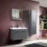 Mobile bagno sospeso 65 cm grigio effetto legno con armadietto a specchio Sofia