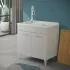 Mobile lavatoio 80x50 cm grigio calce vasca in resina e kit di scarico Moon 
