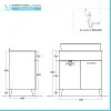Mobile lavatoio 80x50 cm grigio calce vasca in resina e kit di scarico Moon 