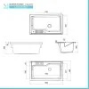 Mobile lavatoio 80x50 cm grigio calce vasca in resina e kit di scarico Moon 