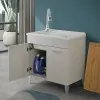 Mobile lavatoio 80x50 cm grigio calce vasca in resina e kit di scarico Moon 