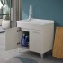 Mobile lavatoio 80x50 cm grigio calce vasca in resina e kit di scarico Moon 