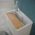 Mobile lavatoio 80x50 cm grigio calce vasca in resina e kit di scarico Moon 