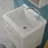 Mobile lavatoio 60x50 cm grigio calce vasca in resina e kit di scarico Moon 