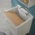 Mobile lavatoio 60x50 cm grigio calce vasca in resina e kit di scarico Moon 