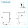 Mobile lavatoio 45x50 cm grigio calce vasca in ceramica e kit di scarico Moon 