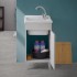 Mobile lavatoio 45x50 cm grigio calce vasca in resina e kit di scarico Moon 