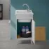Mobile lavatoio 45x50 cm grigio calce vasca in resina e kit di scarico Moon 