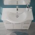 Mobile bagno a terra 85 cm grigio calce con lavabo e specchio Moon