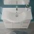 Mobile bagno a terra 85 cm grigio calce con lavabo e specchio Moon