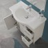 Mobile bagno a terra 85 cm grigio calce con lavabo e specchio Moon