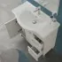 Mobile bagno a terra 85 cm grigio calce con lavabo e specchio Moon