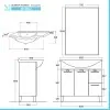 Mobile bagno a terra 85 cm grigio calce con lavabo e specchio Moon