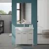 Mobile bagno a terra 85 cm grigio calce con lavabo e specchio Moon