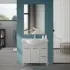 Mobile bagno a terra 85 cm grigio calce con lavabo e specchio Moon