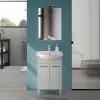 Mobile bagno a terra 65 cm grigio calce con lavabo e specchio Moon