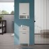 Pensile bagno sospeso 45 cm grigio calce anta soft-close e vano Moon
