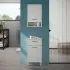 Pensile bagno sospeso 45 cm grigio calce anta soft-close e vano Moon