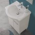 Mobile bagno a terra 55 cm grigio calce con lavabo e specchio Moon