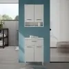 Pensile bagno sospeso 60 cm grigio calce ante soft-close e vano Moon