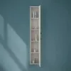 Pensile bagno sospeso H 150 cm grigio calce con 5 ripiani interni Moon