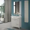 Mobile bagno a terra 75 cm grigio calce con lavabo e specchio Moon