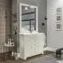 Mobile bagno a terra 85 cm bianco decape con lavabo specchio e lampada Romantica