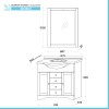 Mobile bagno a terra 85 cm bianco decape con lavabo specchio e lampada Romantica