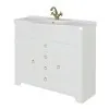 Mobile bagno a terra 85 cm bianco decape con lavabo specchio e lampada Romantica