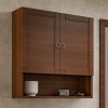 Pensile bagno sospeso 60 cm noce con ripiano in vetro e vano Romantica 