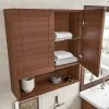 Pensile bagno sospeso 60 cm noce con ripiano in vetro e vano Romantica 
